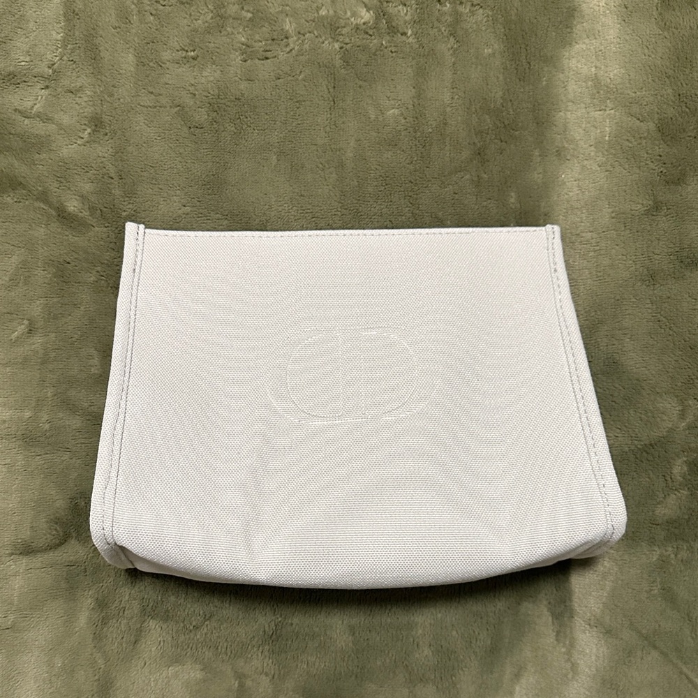 Christian Dior light grey Canvas Pouch makeup bag